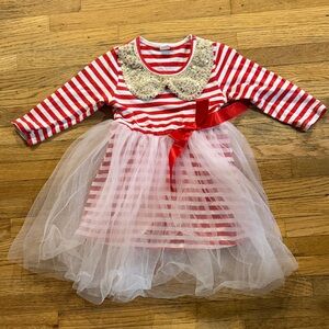 Red and White Striped Kids Costume Dress
